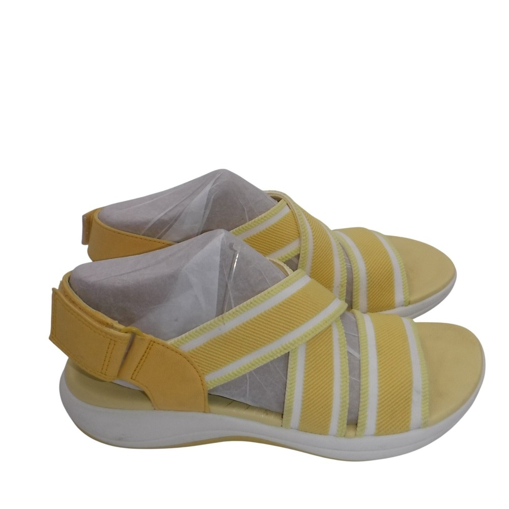 Clarks‎ Cloudsteppers Arla Glitz Yellow White Striped Sporty Slingback Snadals 8